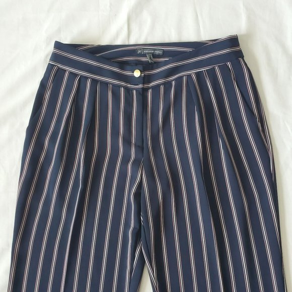 Adrianna Papell Navy Blue Vertical Stripes Pleated Front Dress Pants Size 8 - Picture 14 of 14